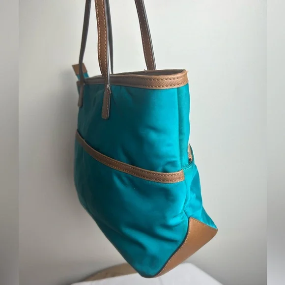 Michael Kors Teal and Brown Tote Bag - Picture 4 of 16